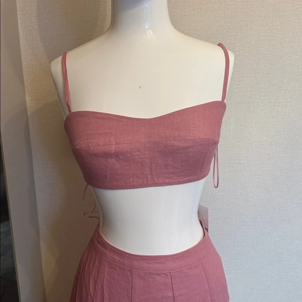 Reformation Jori Linen Two Piece Pink - Size 4